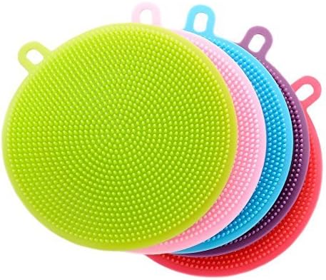 Silicone Dish Sponge Washing Brush Scrubber 2 Pack Household Cleaning Sponges, Scouring Pad silicone dish sponge Kitchen Pot Cleaner For Wash Fruit and Vegetable ,4 Pack