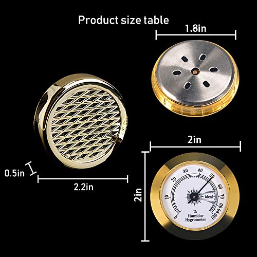 Cigar Hygrometer - Cigar Humidifier - Precision Round Adjustable Point Hygrometer - for Tobacco Moisturizing and Increased Humidity - Suitable for Cigar Box/Cigar Cabinet-Gold - Thumbnail 5