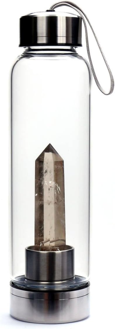 Natural Smokey Quartz Crystal Water Bottle, Gemstone Water Bottle, Crystal Bottle, Crystal Point, Crystal Wand, Natural Smokey Quartz Crystal Point, Promote Positivity, Healing Bottle