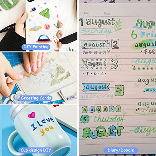 Dacono Glitter Gel Ink Pen, Colored Gel Glitter Pen 12 Color Set, 3-Dimensional Jelly Ink Pens 1.0mm Bold Metallic Glitter Gel Pens Coloring Markers DIY Fluorescent Painting Pen