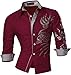 Jeansian Men's Slim Fit Long Sleeves Casual Shirts Z001 Red M
