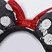 WLFY Mickey Mouse Minnie Mouse Sequin Ears Headbands Butterfly Glitter Hairband Girls Party Supplies (White dot black red bow)