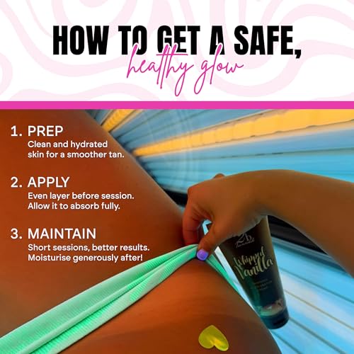 2bTanned Tanning Accelerator Cream, Sunbed Cream Enhanced with Thalitan & Tyrosine For A Deeper Tan, Hydrating Tanning Lotion with Shea Butter, Aloe Vera & Collagen, 200 ml - Whipped Vanilla