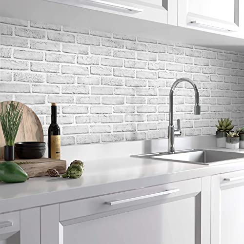 Anmon White Brick Wallpaper Faux Brick Panels Peel and Stick Wallpaper