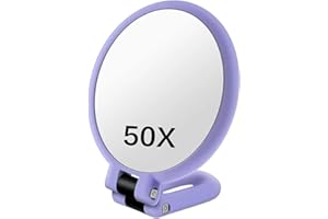 50X Magnifying Mirror, Double-Sided Magnifying Makeup Mirror with 360° Adjustable Handle, Handheld/Wall Mount/Tabletop Design