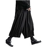 AITFINEISM Men's Casual Skirt Pants Loose Wide Leg Harem Pant Japanese Harajuku Kimono Trousers