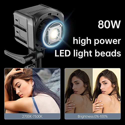 GVM LED Video Light with Softbox, 80W COB Video Light Studio Light with Tripod, Bi-Colour 2700K-7500K Photography Continuous Light for Studio Film Streaming, 44100lux/0.5m CRI97+ 8 Light Effects App Control