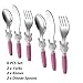 Exzact Children Flatware Pink Rabbit 6pcs Stainless Steel, Kids Silverware Toddler Utensils - BPA Free, Dishwasher Safe, 24M+