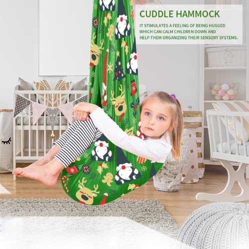 Sensory Swing for Kids and Adults Indoor Therapy Swing for Autistic Children Cuddle Swings Hammock Has Calming for ADHD Sensory Processing Disorder (Green Size:59