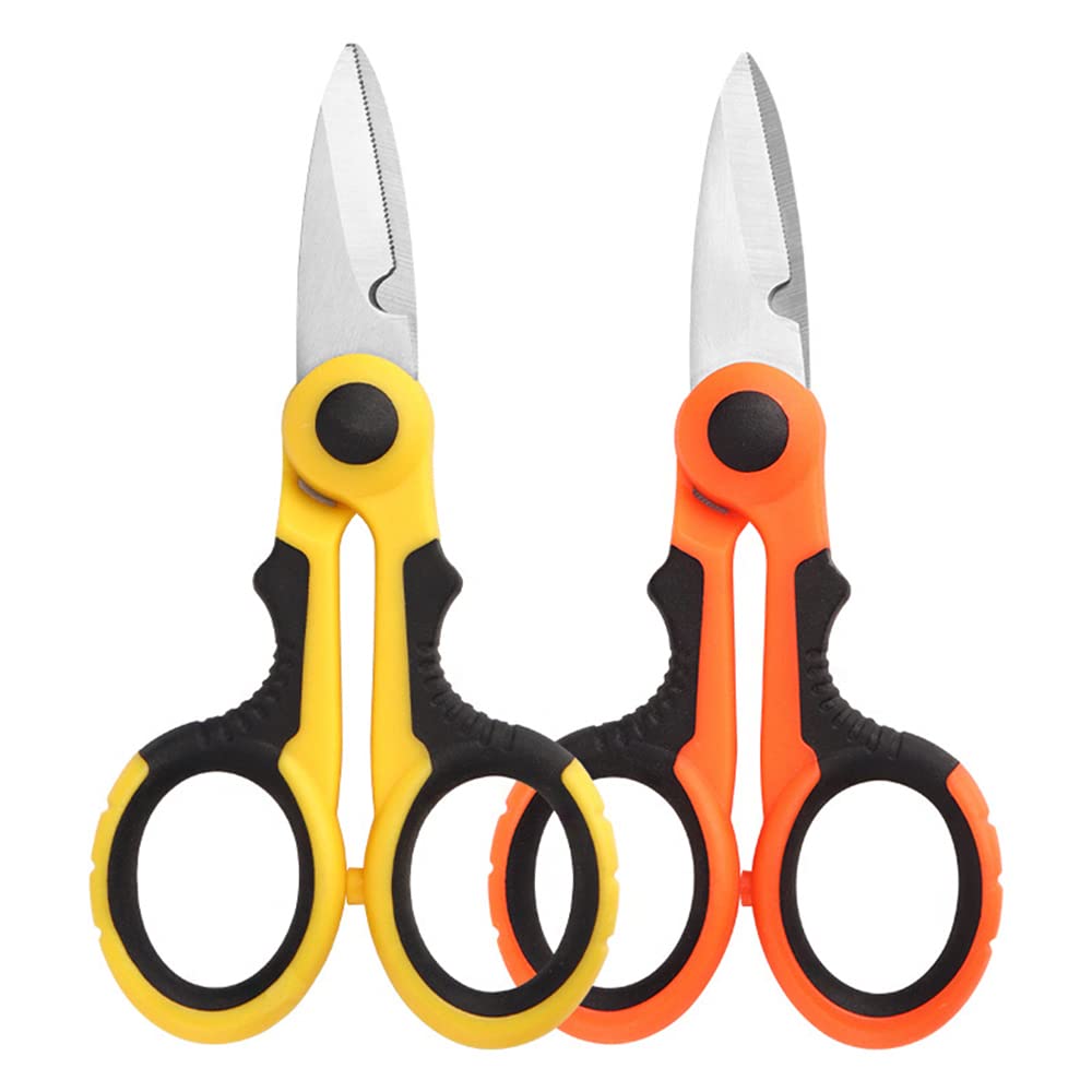 2 Pack Heavy Duty Anti-Slip Fiber Cable Cutter, Special Scissors for Electricians, for Cut Electrical Wire