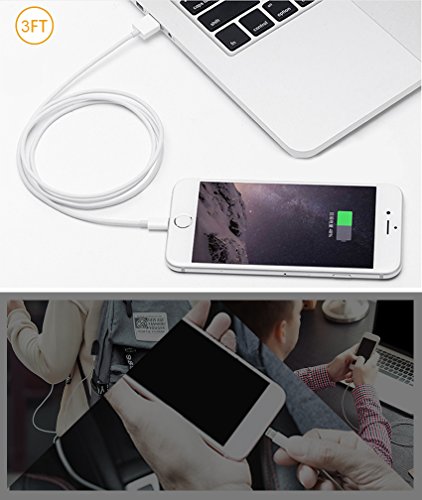 iPhone Charger, BUDGET & GOOD 8 Pin Lightning to USB Cable Cord 3 Pack 3FT iPhone Charging Cable for iPhone X 8 8 Plus 7 7 Plus 6 6S 6 Plus 5S SE iPod iPad Mini Air Pro (White)