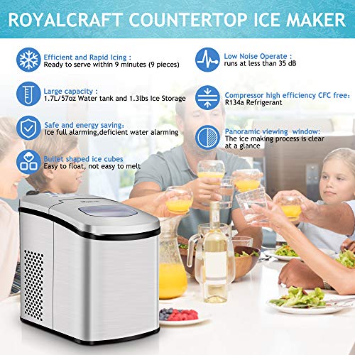 Ice Makers Countertop - Ice Maker Machine,Portable Electric Ice Maker,Counter Top Ice Maker for Home with LED Display,9 Ice Cubes Ready in 8-10 mins,Make 26 Pounds Ice in 24 Hrs