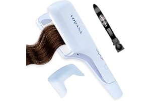 VODANA Professional Triple Flow Ceramic Hair Waver - Easy Beach Waves with Embedded Double Barrel Wave Iron. Experience Instant Heat, Long-Lasting Performance, and Quick Heat (1.6 inch, Creamy Blue)