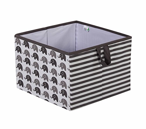 Bacati Elephants Unisex Fabric Storage Box/Tote Large, Grey