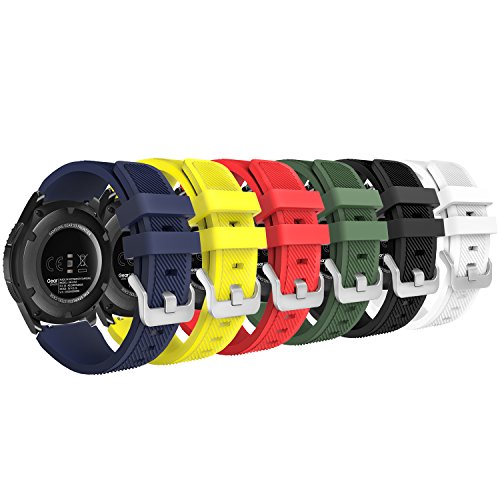 MoKo Band Compatible with Samsung Gear S3 Frontier/Classic/Galaxy Watch 46mm/Huawei Watch GT 46mm/Watch GT 2 46mm/Ticwatch pro/S2/E2, [6-Pack] Silicone Strap Fit 22mm Band, Multi Colors A