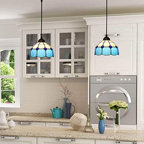 UKLLYY 20CM Blue Mediterranean Creative Restaurant Bar Club Internet Cafe Aisle Corridor Balcony Small Chandelier Glass Lamp E27 Lamp Holder
