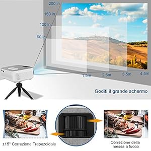 Proiettore WiFi FANGOR Mini Proiettore portatile 5500L Videoproiettore Nativo 720P Proiettore Casa con Display da 200… - immagine 5