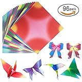 96 Sheets 12 Colors Square Origami Paper Folding Paper DIY Craft Paper Kid Gift，5.5 By 5.5 Inches