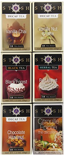 Stash Tea 6-Flavor Assortment Tea, Deliciously Rich Dessert, 6 Count