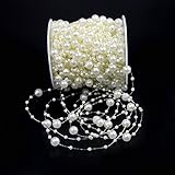 Bingcute 100 Feet Fishing Line Artificial Pearls String Beads Chain Garland Flowers Wedding Party Decoration,Party Supplies