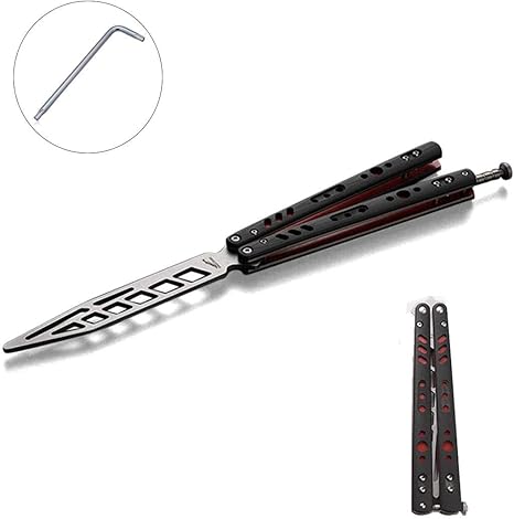 Amazon Yiteng 練習用バタフライナイフ 折りたたみ式 刃無し 調整レンチ付き トレーニング用 安全模擬刃 おもしろ雑貨 ブラックハンドル サバイバルゲーム用プロテクター 通販