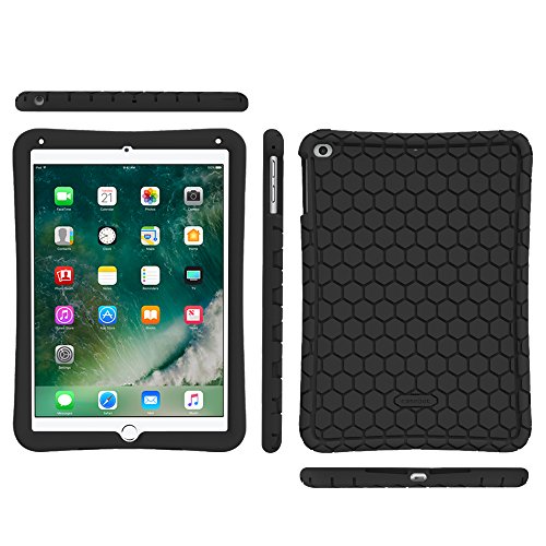 Fintie New iPad 2017 9.7 Inch / iPad Air 2 / iPad Air Case - [Honey Comb Series] Light Weight Anti Slip Kids Friendly Shock Proof Silicone Protective Cover for Apple iPad 2017, iPad Air 1 2, Black