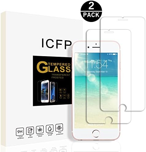 iPhone 7 Plus Tempered Glass Screen Protector 2 Pack, 2.5D Edge, 9H Hardness, Crystal Clear, Bubble Free, 3D Touch Compatible, ICFPWR Screen Protector for Apple iPhone 7 Plus