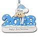 2024 Baby's First Keepsake Christmas Ornament Personalized Blue Baby Boy Holiday Tree Decoration Santa Hat with Custom Name