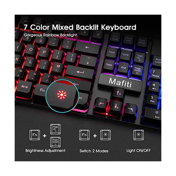 Mafiti-RK101-7-Rainbow-Backlit-Gaming-Keyboard-Mechanical-Feeling-USB-Wired-Gaming-Keyboard-with-Breathing-Light-Mouse-Combo-for-Working-or-Gaming-UK-layout Gaming Keyboard Mouse Set,Mafiti RK101 7 Rainbow Backlit Keyboard with Mechanical Feeling Breathing Light for Working or…
