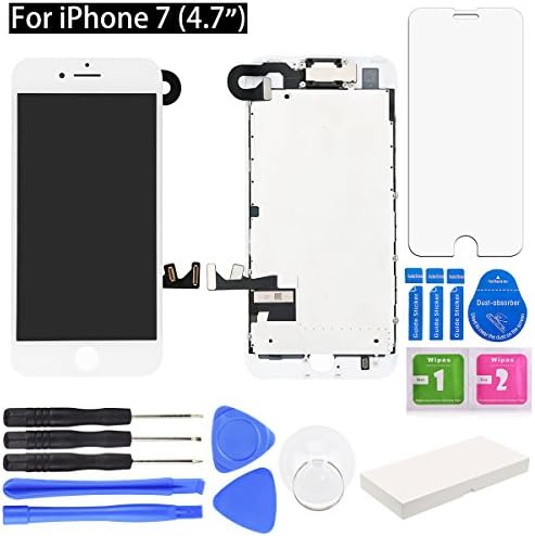 For iPhone 7 Screen Replacement. TranSoul Full Display Assembly with LCD Screen, Touch Digitizer, 3D Touch Layer, Front Facing Camera, Earpiece Speaker etc. Repair iPhone 7 Screen (4.7”) (White)