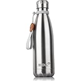 Mollcity 17 oz Stainless Steel Water Bottle-Insulated Water Bottle-Sports Water Bottle for School Double Walled Vacuum Cola Shape-Leak Proof Sport Water Bottle(SS)