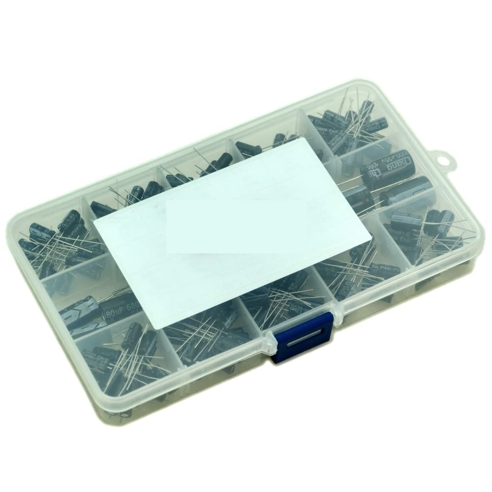 Fasizi Capacitors 13 Values Total 200 PCS 0.47uF to 1000uF Electrolytic Capacitors Assortment Kit