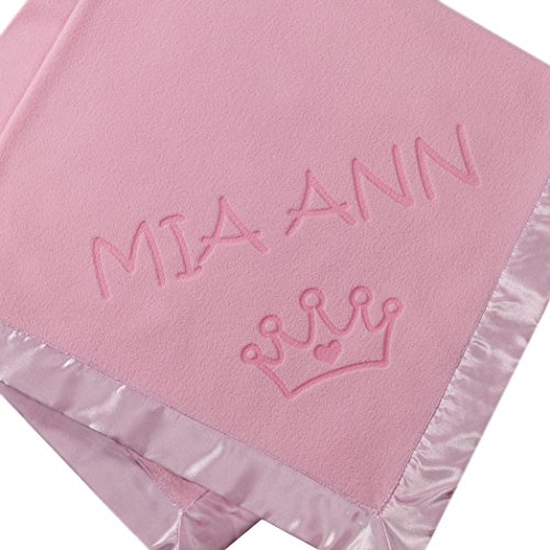 Custom Catch Princess Baby Blanket for Girls - Toddler Girl Crib Bedding, Receiving Blankets (Pink, Blue: 1 Text Line) - Thumbnail 3
