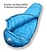 Hyke & Byke Snowmass 0°F Cold Weather Mummy Hiking & Backpacking Sleeping Bag - Duck Down 650 FP 4 Season Sleeping Bags for Adults - Ultralight with Compression Stuff Sack (Light Blue, Long)