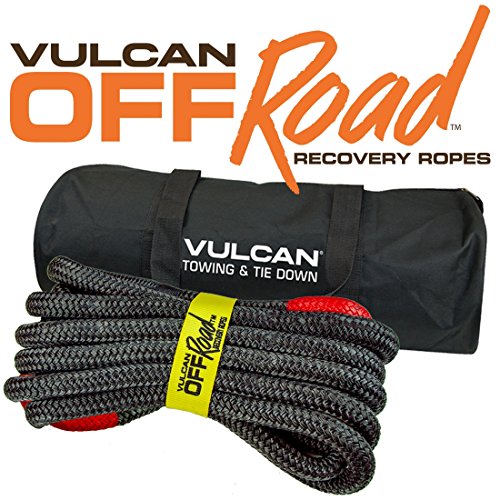 VULCAN OffRoad Recovery Rope 7/8 Inch x 30 Foot Red Eyes 28,600