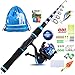 YONGZHI Kids Fishing Pole with Spinning Reels,Telescopic Fishing Rod,Shoulder Pocket,Manual,Full Kits Tackle Box for Travel Freshwater Bass Trout Fishing