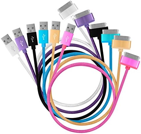 AMBM 1.5M 5FT 6 Pack Colorful Round Micro USB Sync Data Fast Charger Cable for iPhone 4 4S iPod ipad 2/3/4 (6 Colors)
