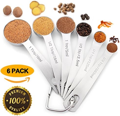 Stainless Steel Measuring Spoons and Cups Set Kitchen tool 6pcs for Measuring Dry and Liquid Ingredients,Measuring tool Magnetic Metal Teaspoon Tablespoon Nesting Cups fit for Cooking Baking
