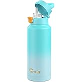 CVLIFE Insulated Stainless Steel Water Bottle with Straw for Sports and Travel, BPA-Free Sports Water Bottle, 32 oz, Summer Blue