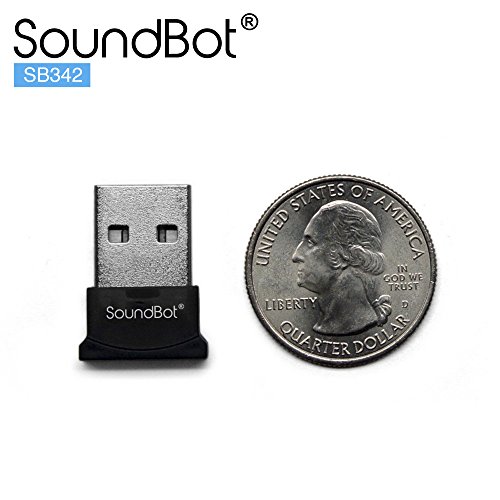 soundbot SB342-BLK Bluetooth 4.0 USB Adapter with 3Mbps High Data Transfer Rate & 33 Feet Wireless Range