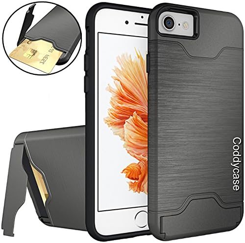 iPhone 7 Case,iPhone 7 Cases,iPhone 7 Cover,Coddycase Protective Card Slot Holder Hybrid Cover with Kickstand for iPhone 7 (2016)- Grey