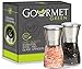 Gourmet Green Salt and Pepper Grinder Set | Updated Salt and Pepper Shakers | w/Brushed Stainless Steel & Glass | Pure Ceramic Burrs | Pepper Grinder | Salt Grinder | Spice Grinder (Short 5 inches)