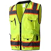 SKSAFETY 12 Pockets Professional level Safety Vest, Class 2 High Visibility Vest, ANSI/ISEA