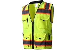 SKSAFETY 12 Pockets Professional level Safety Vest, Class 2 High Visibility Vest, ANSI/ISEA