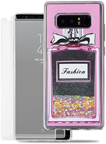 TortugaArmor Durable and Fully Covered Samsung Galaxy Note 8 Case, Dazzling Pink Perfume Liquid Hard Phone Case and 2 Scratch Resistant Tempered Glass Screens for Samsung Galaxy Note 8