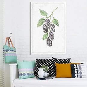 Canvas Wall Art - Hand Drawn Black Berry Vine Tree Minimal Fruit Series Artwork - Giclee Print Gallery Wrap Modern Home Art Ready to Hang - 12x18 inches