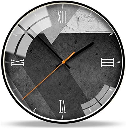 Jiaquhome Art Wall Clock Silent Metal Material Watch Frame Wall Clock Modern Simple Personality Watch Study Living Room Decoration Table,Grey E,14 inches