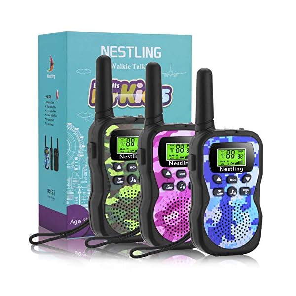 Nestling-Walkie-Talkies-3-Pack-Upgraded-Version-Camouflage-Exterior-8-Channels-2-Way-Radio-Toys-with-Backlit-LCD-Flashlight-3-Miles-Range-for-Kids-Indoor-Outdoor-Activity Nestling Walkie Talkies 3 Pack, Upgraded Version Camouflage Exterior 8 Channels 2 Way Radio Toys with Backlit LCD…