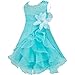 FEESHOW Baby Girls Rhinestone Organza Flower Christening Baptism Party Dress Blue 18-24 Months