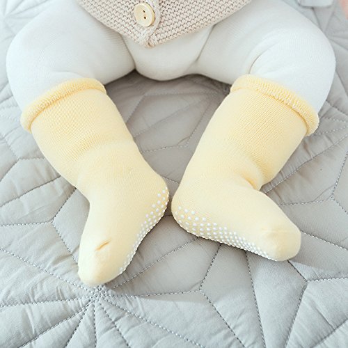 VWU Baby Socks with Grips Thick Cotton Socks for Toddler Infant Baby Girl Baby Boy 0-3 Years Old 5 Color (1-3 years, Grey(6-pack)) - Thumbnail 5
